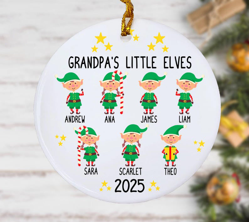 Grandpa's Little Elves Ornament, Grandpa Christmas Ornament, Personalized Grandkids Names, Grandpa Ornament, Gift For Grandfather