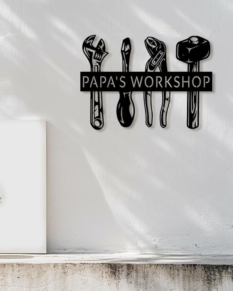 Custom Metal Shop Sign, Personalised Workshop Sign for Dad PaPa, Garage Sign,Mechanic Gifts,Man Birthday Gifts for Him Men Husband Boyfriend