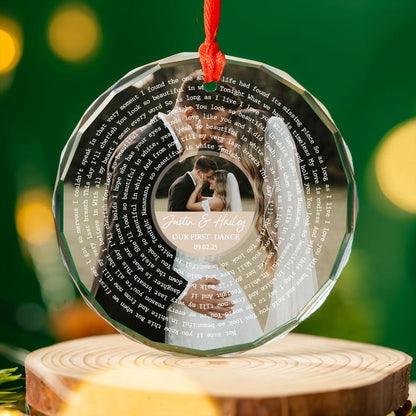 Personalized Song Lyrics Ornament, Custom Wedding Photo Glass Ornament, Couple First Christmas Married Ornament, Wedding Anniversary Gift