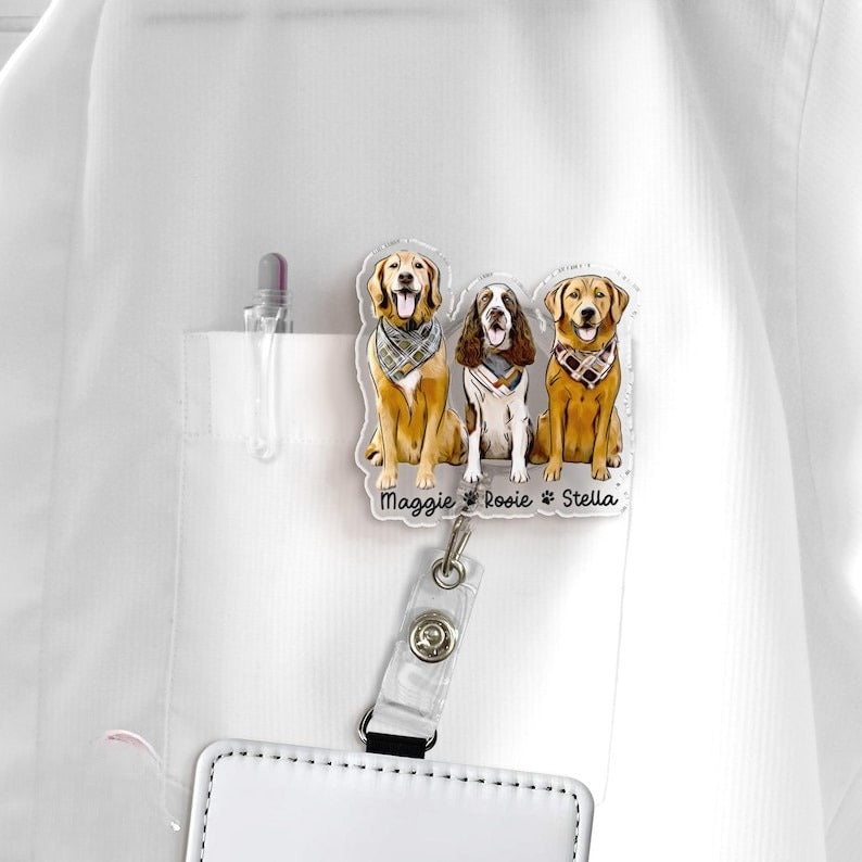 Custom Badge Reel With Pet Photo, Dog Photo Badge Reel, Cat Badge Reel, Nurse Badge Reel, Christmas Badge Reel, Pet Portrait Ornament