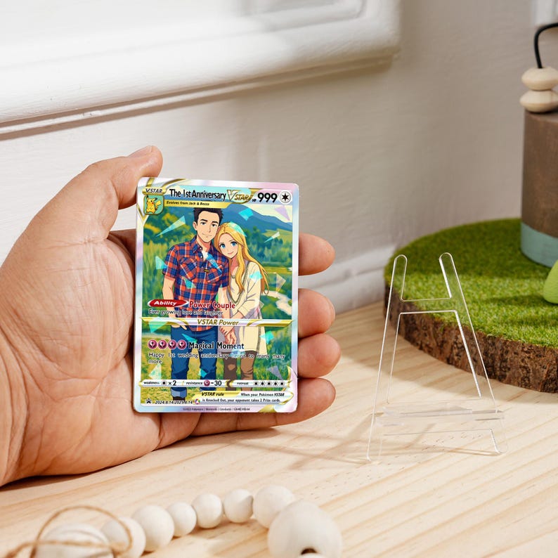 Personalized Poke Card, Custom Anniversary Poke Gift, Custom Photo Anime Wedding Card, Gamer Couple Card, Gamers Gift, Anniversary Card