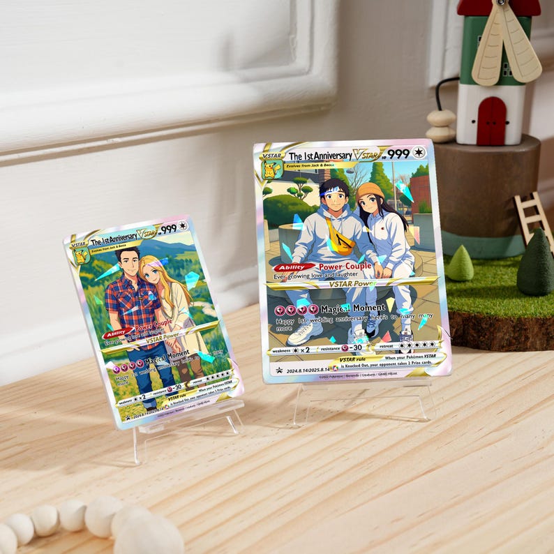 Personalized Poke Card, Custom Anniversary Poke Gift, Custom Photo Anime Wedding Card, Gamer Couple Card, Gamers Gift, Anniversary Card