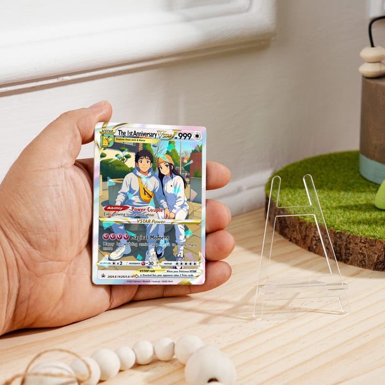 Personalized Poke Card, Custom Anniversary Poke Gift, Custom Photo Anime Wedding Card, Gamer Couple Card, Gamers Gift, Anniversary Card