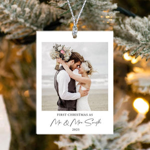Our First Christmas Married Ornament 2025, Custom Photo Ornament, Christmas Ornaments Personalized, Newlywed Gifts, Mr & Mrs Ornament Gift