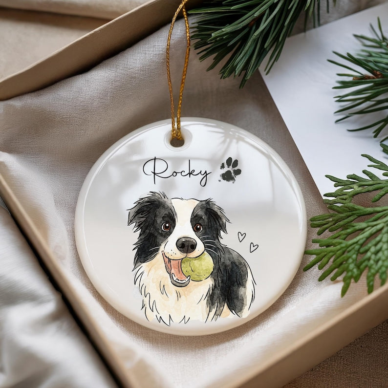 Personalized Watercolor Pet Photo Ornament: Custom Memorial Keepsake