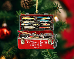 Fishing Tackle Box 2D Flat Ornament,Personalized Fishing Christmas Ornament,Fishing Club Gift,Christmas Gift for Dad Gradpa, Fisherman Gifts