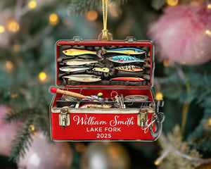 Fishing Tackle Box 2D Flat Ornament,Personalized Fishing Christmas Ornament,Fishing Club Gift,Christmas Gift for Dad Gradpa, Fisherman Gifts