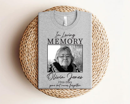 Custom Memorial Photo Shirt, Personalized Remembrance Tee, In Loving Memory Shirt, RIP Tribute Tee, Sympathy Gift for Loss, Funeral Keepsake