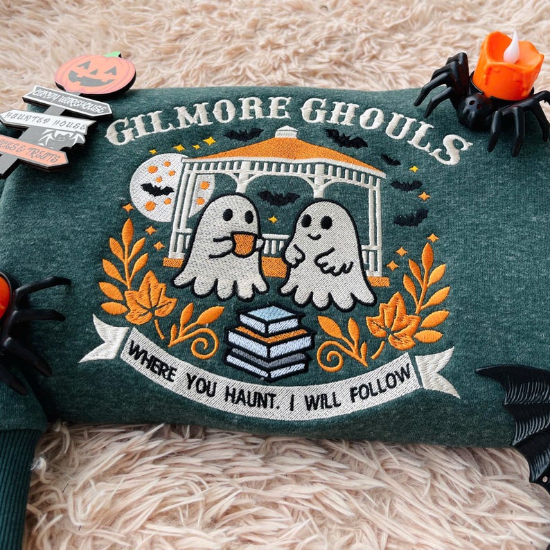 Gilmore Ghouls Embroidered Sweatshirt, Halloween Fall Vibes Crewneck, Halloween Autumn Festival Shirt, Spooky Gilmore Girls Fan Sweater il_794xN.7132544168_q8kd.jpg