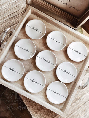 Custom Affirmation Ring Dish, Engraved Jewelry Tray, Personalized Trinket Holder Bridesmaid Engagement Gift