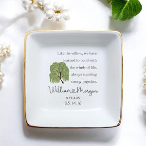Personalized 9th Anniversary Willow Tree Gift Dish-Wedding Gift-Newlywed Gifts For Couple
