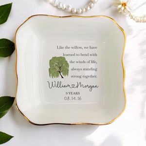 Personalized 9th Anniversary Willow Tree Gift Dish-Wedding Gift-Newlywed Gifts For Couple