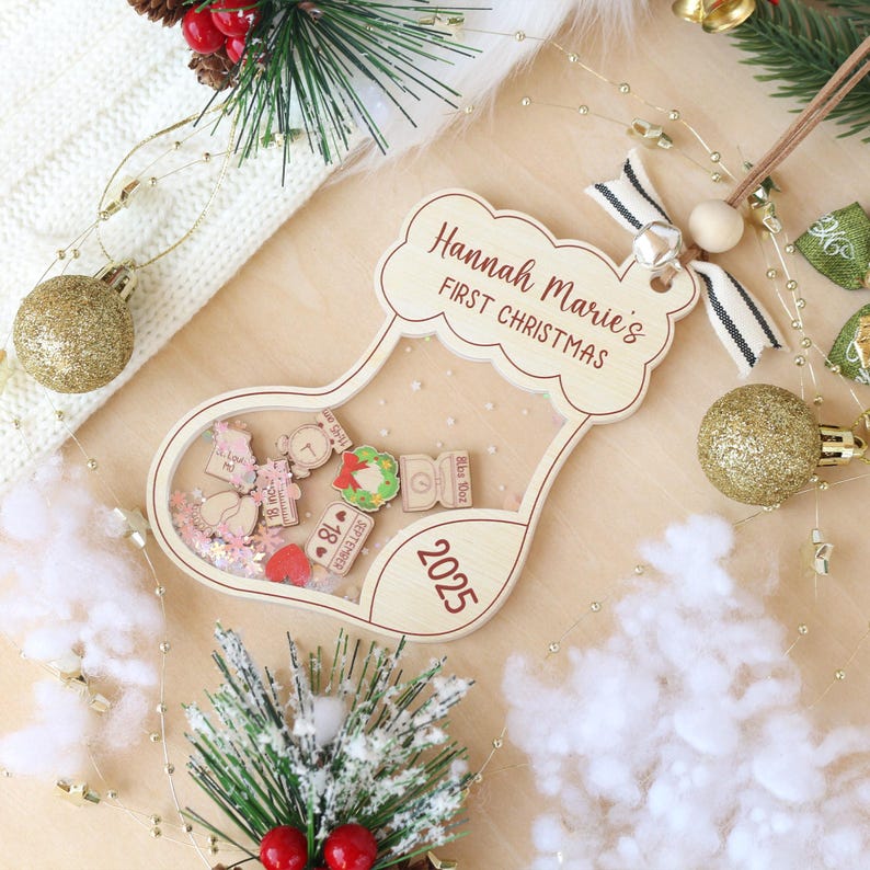 Personalized Baby's First Christmas Ornament: Shakeable Acrylic Keepsake