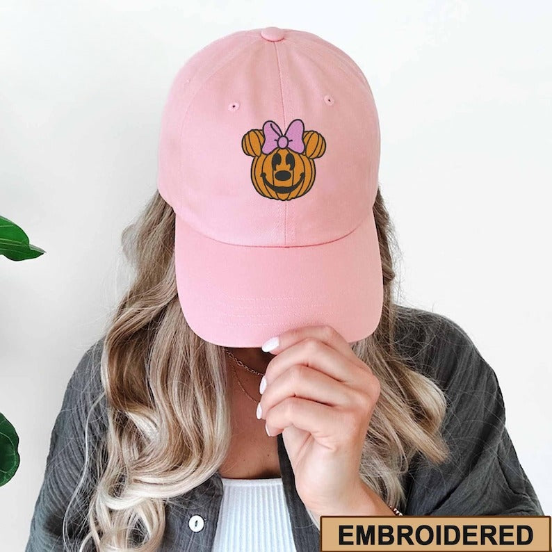 Embroidered Mouse Pumpkin Hat, Family Trip Mouse Ear Hat, Trendy Halloween Embroidered Hat, Family World Vacation Cap
