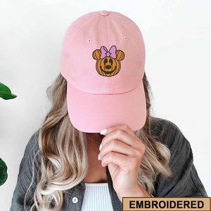 Embroidered Mouse Pumpkin Hat, Family Trip Mouse Ear Hat, Trendy Halloween Embroidered Hat, Family World Vacation Cap