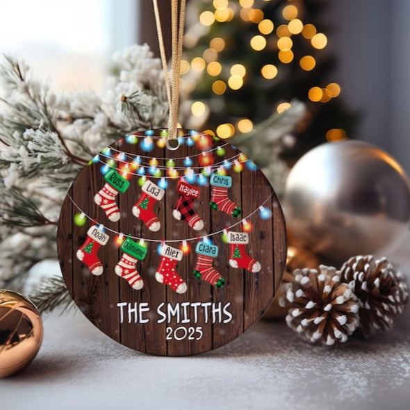 Personalized Family Socks Ornament, Family Stockings Christmas Ornament, Up To 12 Stockings, Family Christmas Gift, Christmas Decor