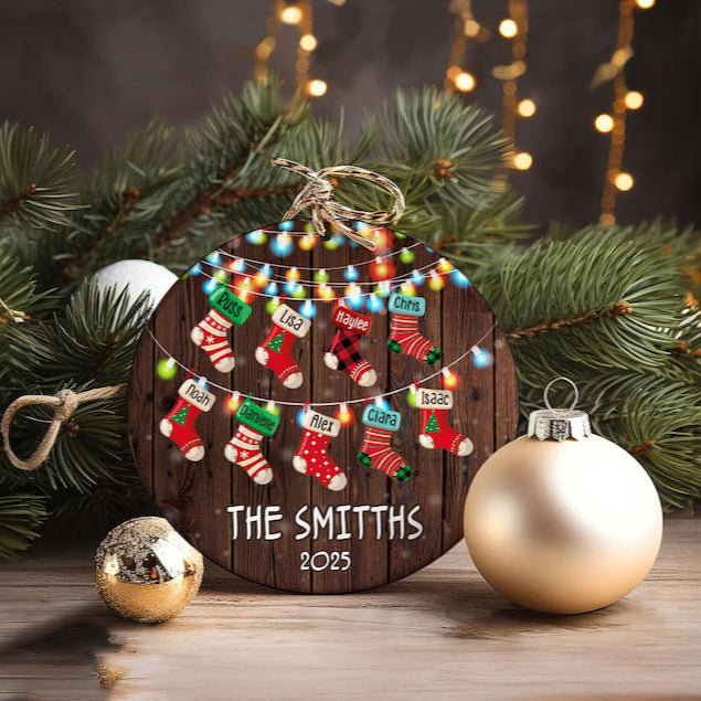 Personalized Family Socks Ornament, Family Stockings Christmas Ornament, Up To 12 Stockings, Family Christmas Gift, Christmas Decor