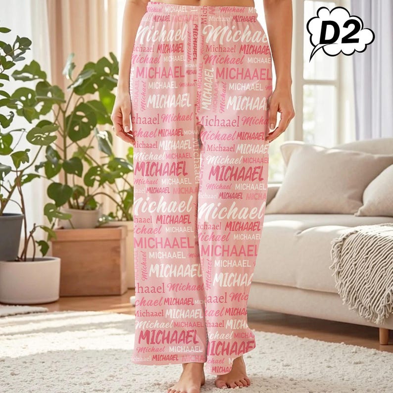 Personalized Pajama Pants: Custom Name Custom Text Lounge Pants Personalized Pajama Pants - Gift for Family, Christmas gift for Mom, Dad, Grandma, Daughters and Sons