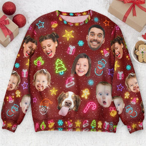 Custom Face Light-Up Ugly Christmas Sweater: Personalized Photo Gift