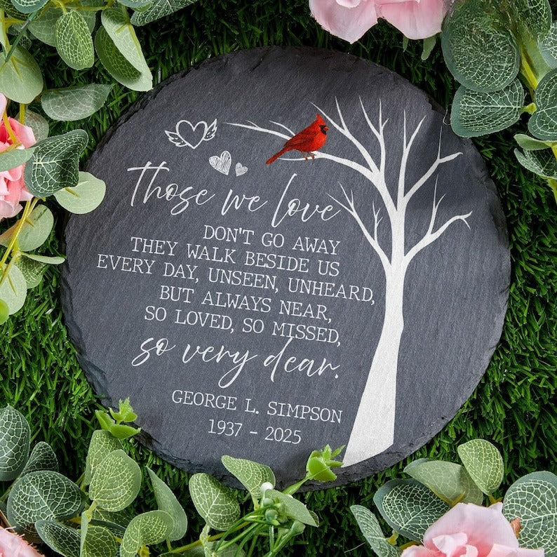 Those We Love Don't Go Away Stone, Cardinal Memorial Stone, Remembrance,Bereavement Gift, Sympathy Gifts for Loss of Loved One,Memorial Gift