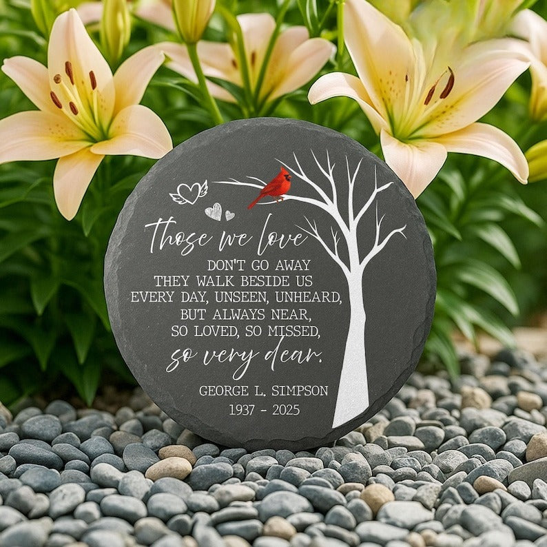 Those We Love Don't Go Away Stone, Cardinal Memorial Stone, Remembrance,Bereavement Gift, Sympathy Gifts for Loss of Loved One,Memorial Gift