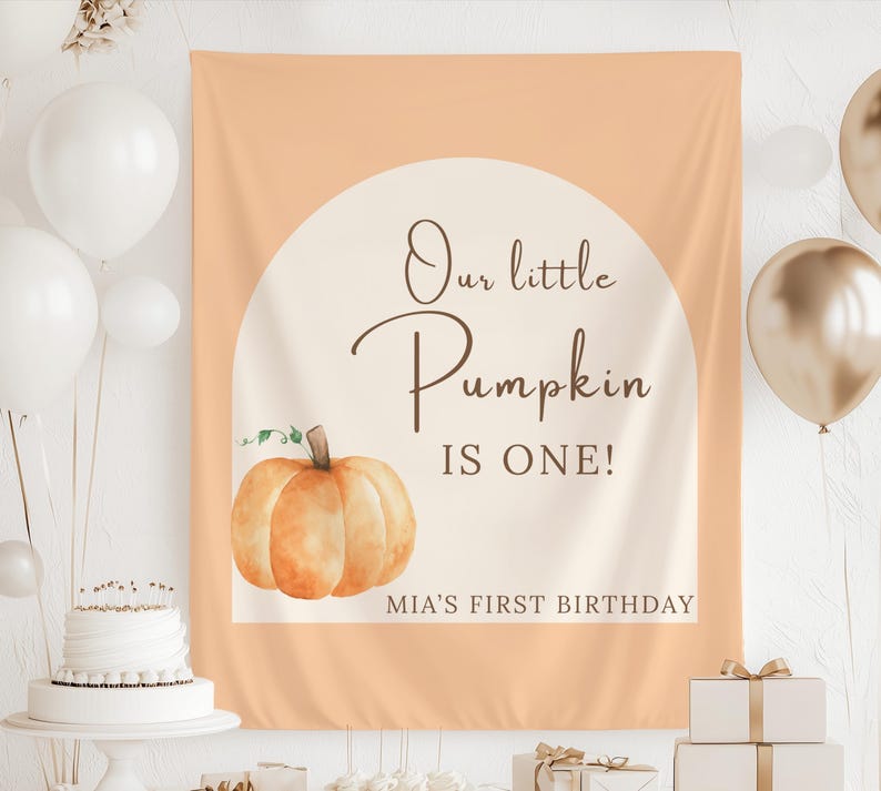 Our Little Pumpkin is ONE Banner, Our Little Pumpkin is Turning One Backdrop, Fall 1st Birthday Decor, Pumpkin 1st Birthday Decorations