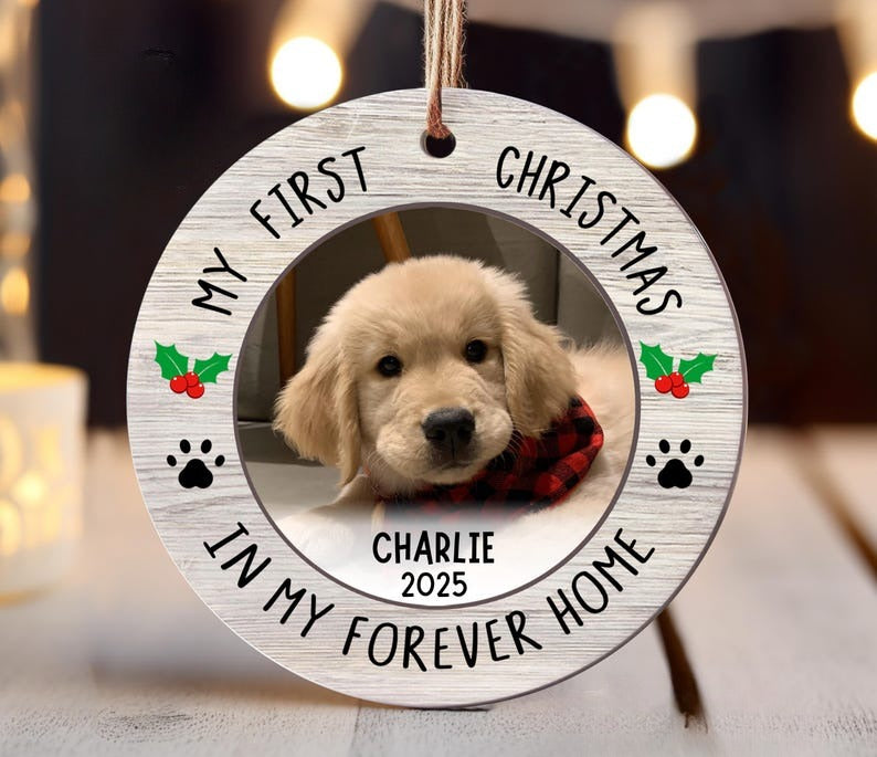 Custom Puppies First Christmas Ornament - Dog Picture Ornament - Dog's 1st Christmas Ceramic Keepsake - Pet Photo Print Ornament 2025
