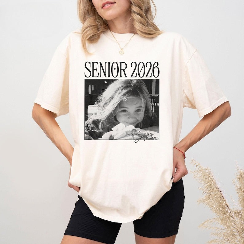 Custom Photo Shirt Senior 2026,Back to School Vintage Photo Shirt,Class of 2026, Custom Shirt With Picture,Graduation Tee,High School Senior