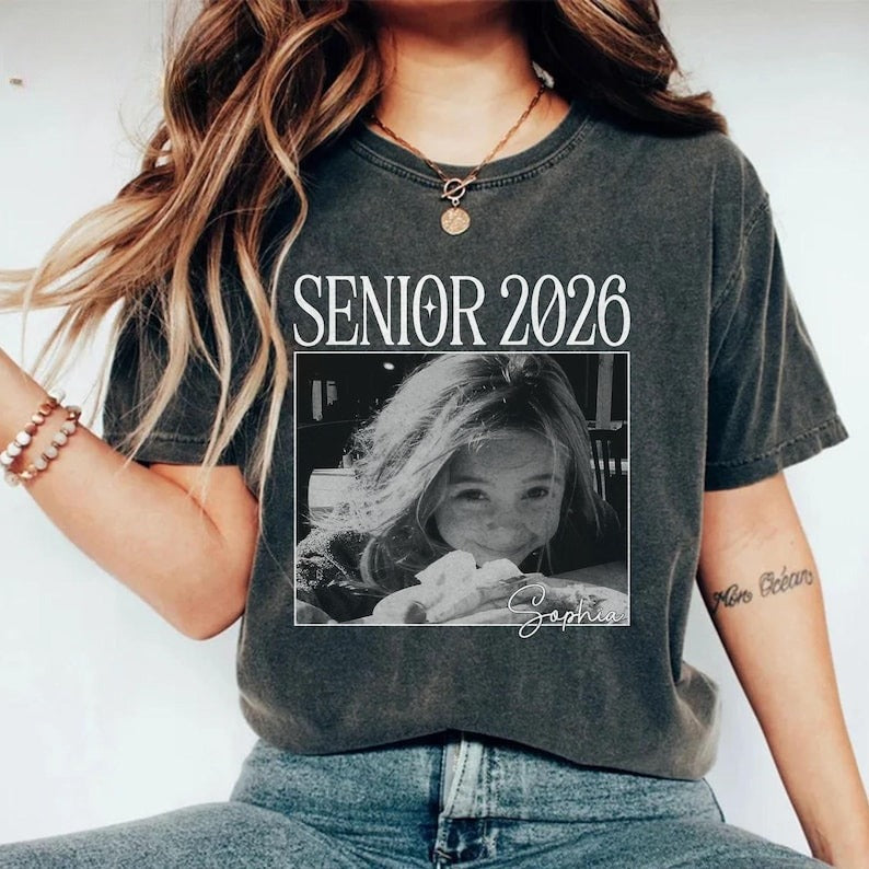 Custom Photo Shirt Senior 2026,Back to School Vintage Photo Shirt,Class of 2026, Custom Shirt With Picture,Graduation Tee,High School Senior