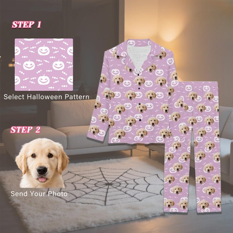 Personalized Family Halloween Pajama Set Halloween Costume Custom Photo Sleepwear Matching Halloween Halloween Outfit Halloween Gift