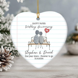 Paper Traditional 1st Wedding Anniversary Ceramic Ornament, First Anniversary Ornament, 1st Anniversary Gift, Paper Wedding Anniversary Gift