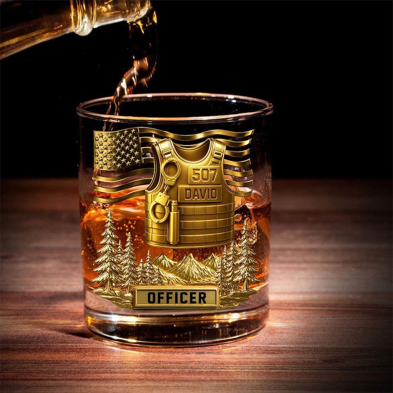 Custom Police Officer Whiskey Glass, Police Whiskey Glass, Police Officer Wine Glass For Whiskey Lover, Police Retirement Gift