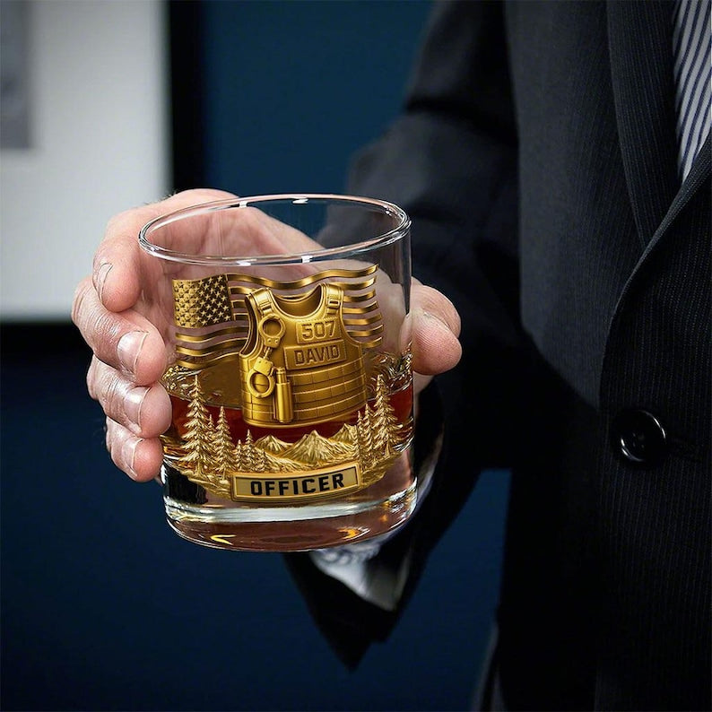 Custom Police Officer Whiskey Glass, Police Whiskey Glass, Police Officer Wine Glass For Whiskey Lover, Police Retirement Gift