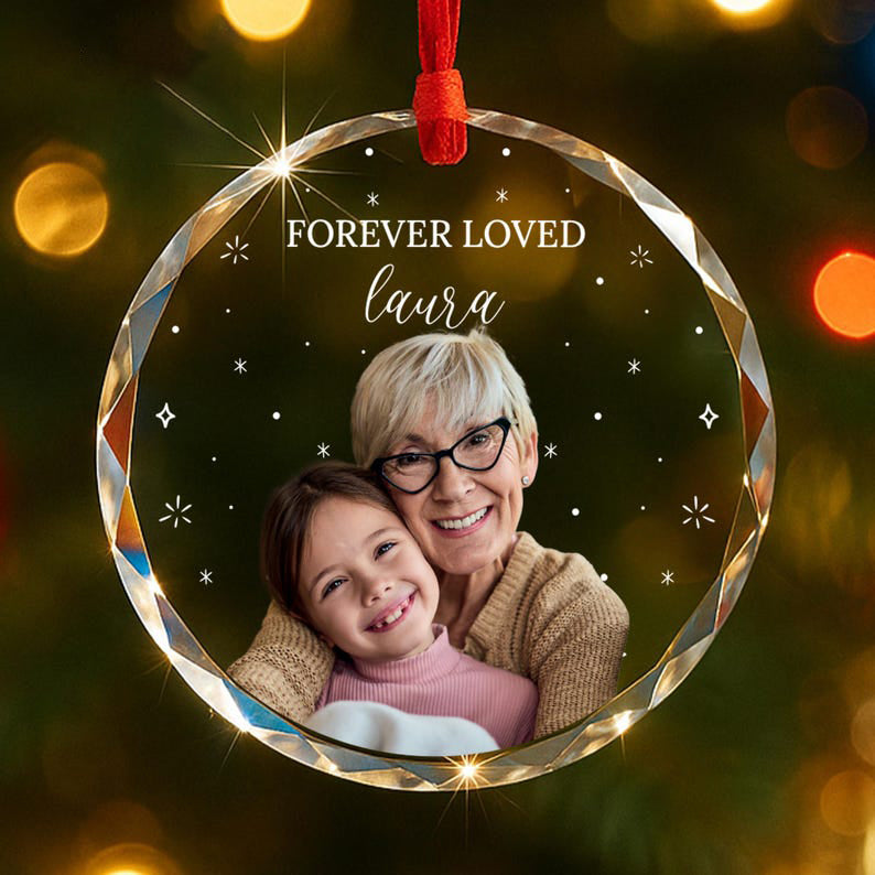Custom Memorial Ornament, Remembrance Gifts, Loss of Father Gift, Personalized Engraved Photo Ornament, Gifts for Family, Christmas Ornament