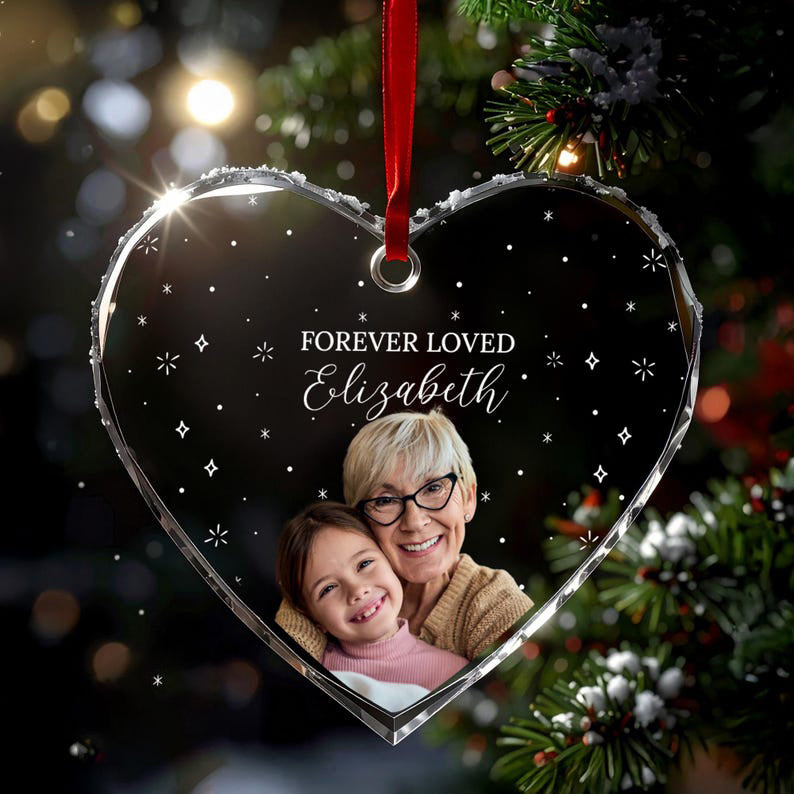 Custom Memorial Ornament, Remembrance Gifts, Loss of Father Gift, Personalized Engraved Photo Ornament, Gifts for Family, Christmas Ornament