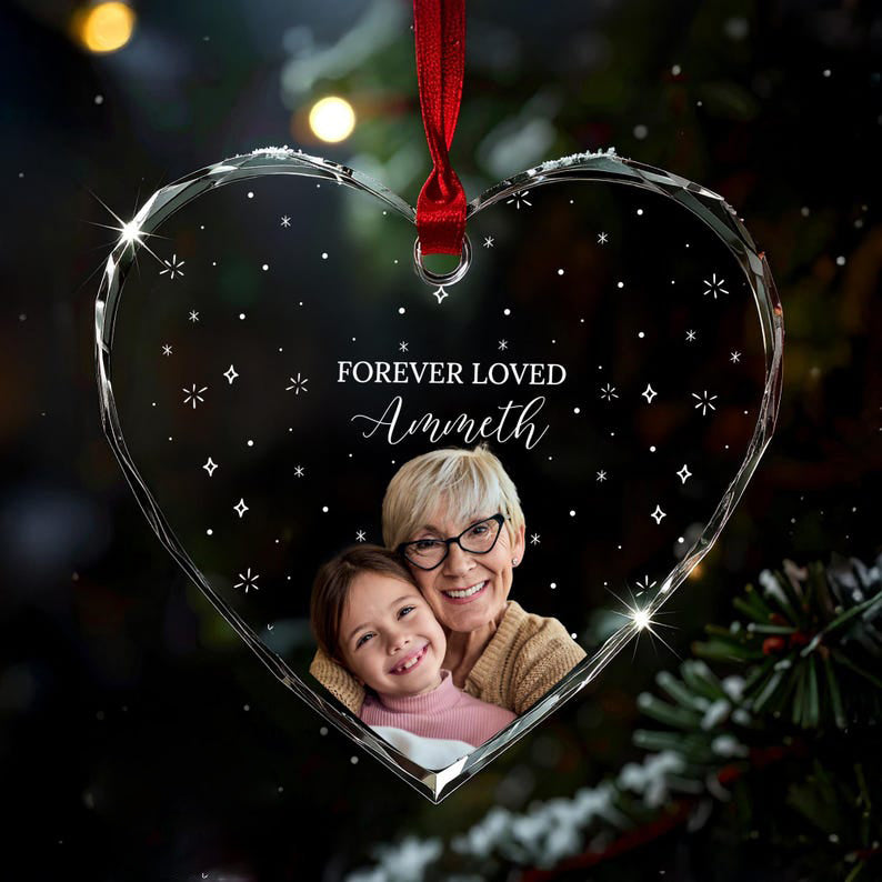 Custom Memorial Ornament, Remembrance Gifts, Loss of Father Gift, Personalized Engraved Photo Ornament, Gifts for Family, Christmas Ornament