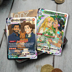 Personalized Anniversary Card, Custom Photo Pkm Card, LGBT Couple Gift, Anime Wedding Card, Custom Poke Card for Couple, Valentine's Day Gift