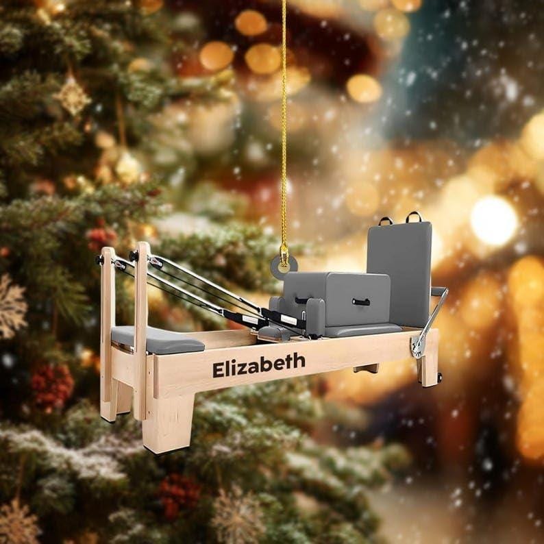 Personalized Pilates Equipment Ornament, Pilates Art, Reformer Christmas Decor, Pilates Equipment Ornament, Pilates Studio Fitness Gift 2D Flat Ornament