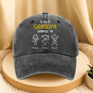 Custom Grandad Hat, Personalized Custom Vintage Denim Hat, Fathers Day Gifts, Gifts For Dad, Grandpa Gifts,Papa Gift From Grandkids,Papa Hat