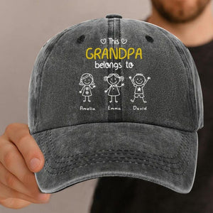 Custom Grandad Hat, Personalized Custom Vintage Denim Hat, Fathers Day Gifts, Gifts For Dad, Grandpa Gifts,Papa Gift From Grandkids,Papa Hat