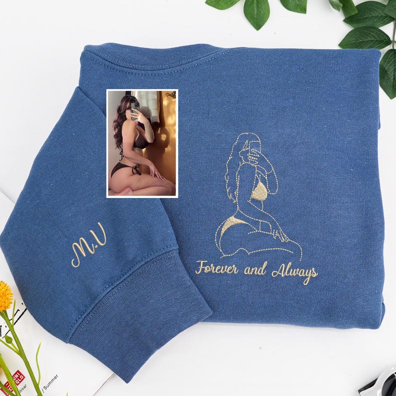 Spicy Hoodie, Custom Embroidered Portrait Sweatshirt, Custom Couple Portrait, Christmas Gift For Boyfriend, Gifts for Him, Anniversary Gift