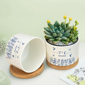 Toile De Jouy Engagement Plant Pot, Anniversary Gift Pot, Engagement Gifts, Wedding Flower Pot, Wedding Gifts for Couple, Bridal Shower Gift