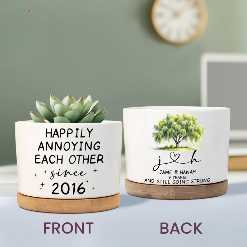 anniversary plant pot 9th Anniversary Willow Tree Gift, 9 Year Anniversary Willow Plant Pot,