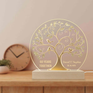 Personalized 50th Anniversary Night Light, Golden Wedding Gift for Couple, Custom LED Keepsake for Husband & Wife, 50 Years Together Decor