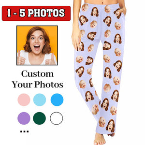 Personalized Face Pajama Pants,Custom Photo Trousers,Family Pictures on PJS,Valentine's Day Gifts