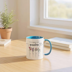 First Mom, Now Grandma Garden Gift, Personalized Mom Grandma Garden Mug, Custom Birth Flower Gift For Mom Grandma, Mother's Day Gift