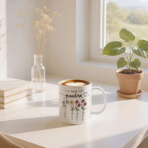 First Mom, Now Grandma Garden Gift, Personalized Mom Grandma Garden Mug, Custom Birth Flower Gift For Mom Grandma, Mother's Day Gift