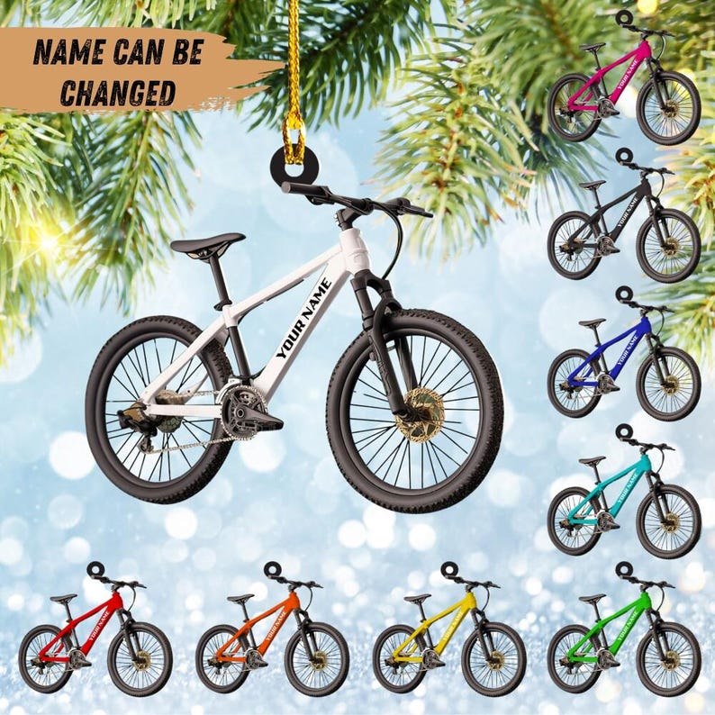 Personalized Bicycle Christmas Ornament: Acrylic Biker Gift