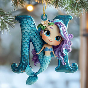 Custom Letters Mermaid Acrylic Ornament, Kids Ornament, Mermaid Ornament For Kids, Christmas Gifts, Little Mermaid Ornament, Daughter Gift