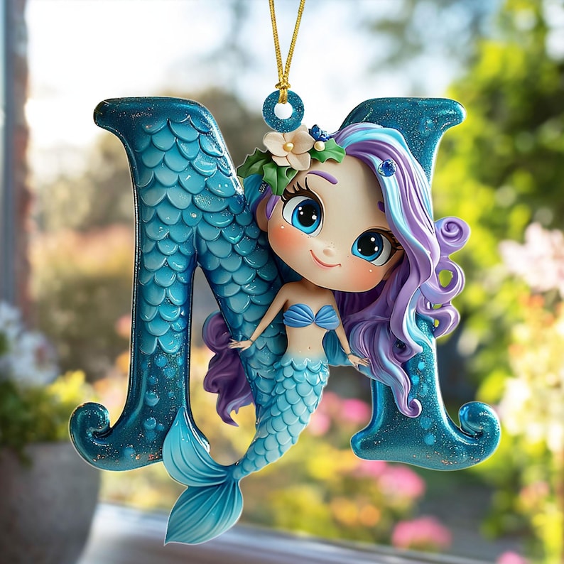 Custom Letters Mermaid Acrylic Ornament, Kids Ornament, Mermaid Ornament For Kids, Christmas Gifts, Little Mermaid Ornament, Daughter Gift